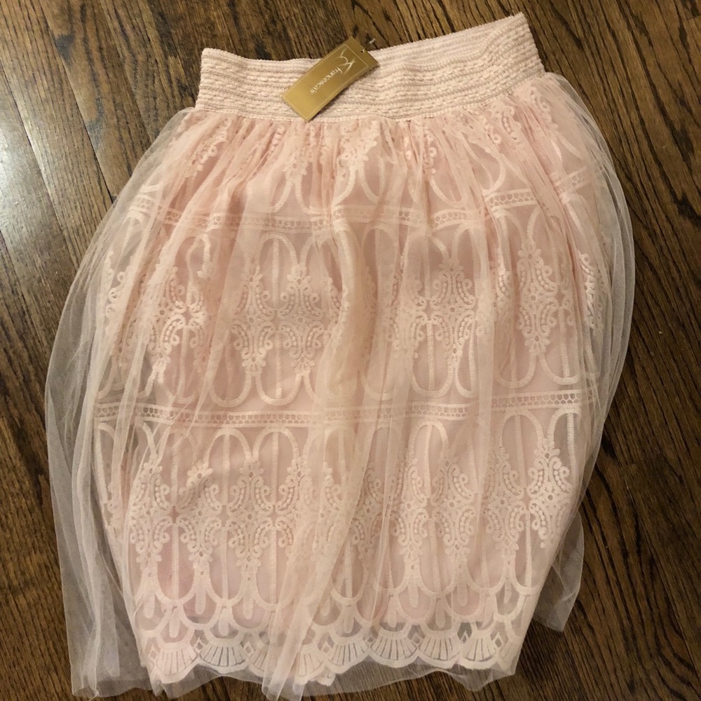 Francesca’s tulle overlay midi skirt